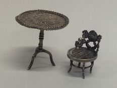 A novelty Continental silver miniature table with