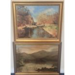 Two gilt framed landscape paintings, one entitled,