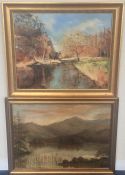 Two gilt framed landscape paintings, one entitled,