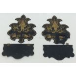 A pair of gilded and lacquer wall brackets. Est. £