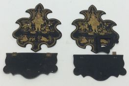 A pair of gilded and lacquer wall brackets. Est. £