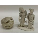 An unusual Antique Chinese ivory cane mount in the