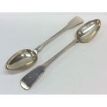 A pair of silver fiddle pattern basting spoons. Lo