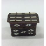 An unusual MOP and velvet mounted sewing casket wi