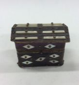 An unusual MOP and velvet mounted sewing casket wi