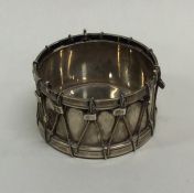 A novelty silver salt in the form of a drum. Londo