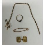 A small collection of gold jewellery. Approx. 7.1