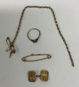 A small collection of gold jewellery. Approx. 7.1