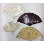 A group of four carved ivory mounted fans. Est. £2