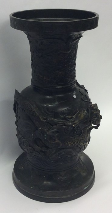 A tall bronze vase profusely decorated with dragon - Image 2 of 2