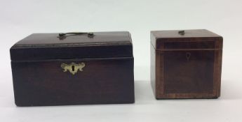 A rosewood mounted money box together with a tea c