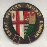A Great Western Railway Company sign decorated in
