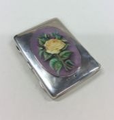 A rare hinged silver card case attractively decora