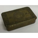 A small Victorian brass comfort box with hinged to