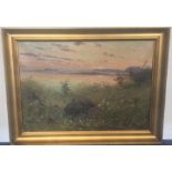 BUTHILS: A gilt framed oil on canvas depicting a c