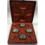 A good boxed set of four French silver salts with