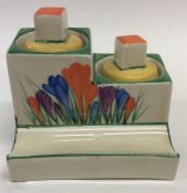An unusual Clarice Cliff 'Crocus' pattern inkwell