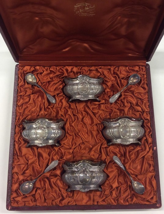 A good boxed set of four French silver salts with - Image 3 of 4