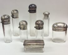 A good quality eight piece silver mounted dressing