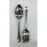 A pair of good Georgian silver rat tail tablespoon