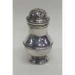 A Georgian silver baluster shaped pepperette with