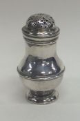 A Georgian silver baluster shaped pepperette with