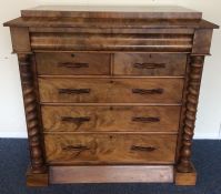 A good Victorian flame mahogany chest of six drawe