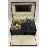 A box containing costume jewellery and watches etc