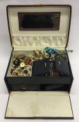 A box containing costume jewellery and watches etc