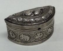 A heavy silver semi-circular hinged top box decora