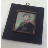 An ivory mounted miniature of a painted gentleman