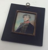 An ivory mounted miniature of a painted gentleman
