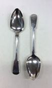 A pair of fiddle pattern silver table spoons. Lond