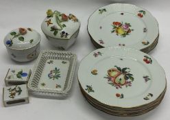 HEREND: A set of ten decorative plates, matchbox h
