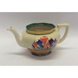 A Clarice Cliff 'Crocus' pattern teapot decorated