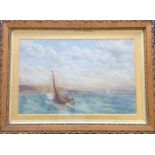 L R FLOOD: A gilt framed watercolour depicting boa