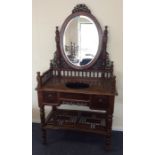 A Continental dressing table on turned supports wi