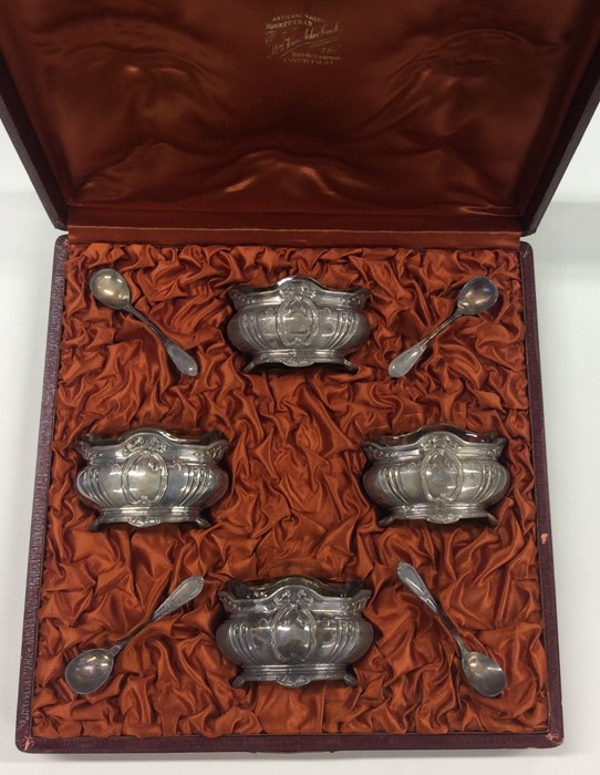 A good boxed set of four French silver salts with - Image 2 of 4