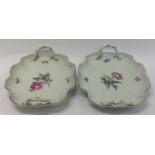 A pair of Meissen shallow baskets with floral deco