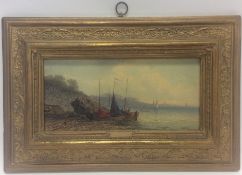 JAMESON: A gilt framed oil on board depicting a se