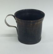 A Georgian horn and silver mounted cup. Approx. 55