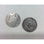 Two early German Antique silver coins. Approx. 57