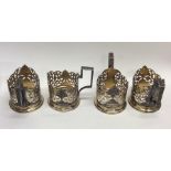 A good set of four Russian silver and Niello cup h