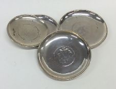 A group of four Chinese silver mounted dishes inse