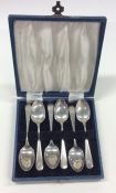 A boxed set of six OE pattern silver teaspoons. Sh