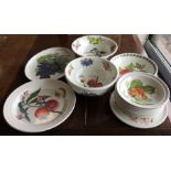 Decorative Portmeirion fruit bowls, side plates et