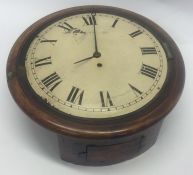 A mahogany cased school clock. Approx. 35 cms in d