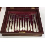 A set of five (plus six) MOP and silver dessert ea