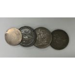 An 1821 Crown together with other silver coins. Es