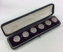A boxed set of six stylish silver buttons. Birming